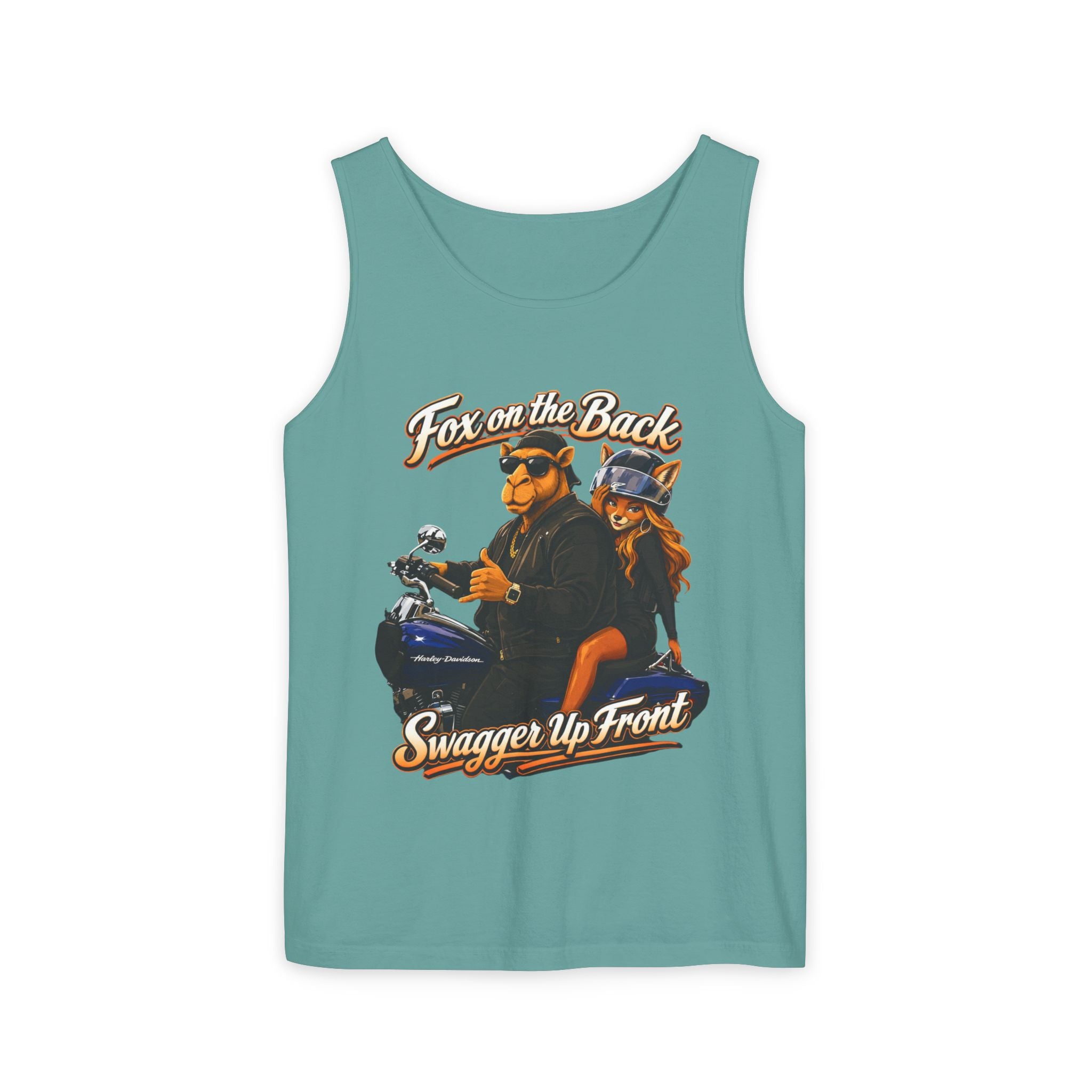 Motorcycle Fox Couple Tank Top — “Fox on the Back, Swagger Up Front” Graphic Tank
