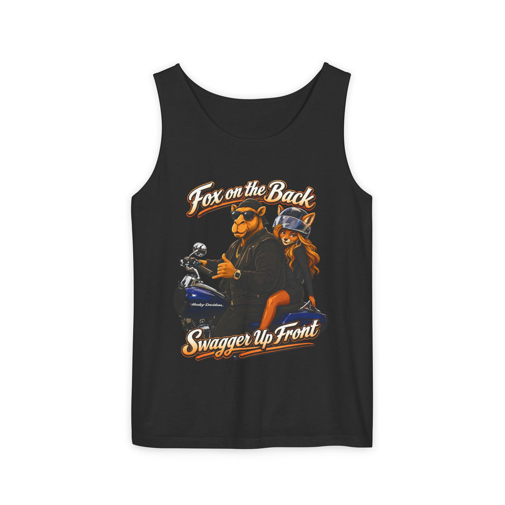 Motorcycle Fox Couple Tank Top — “Fox on the Back, Swagger Up Front” Graphic Tank