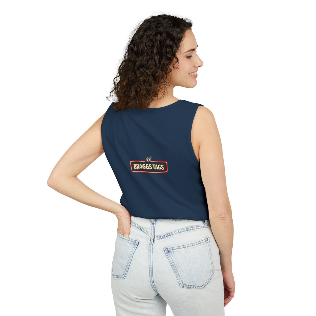 Hippo Vintage Garage Scene Tank Top — Classic Car Mechanic Art