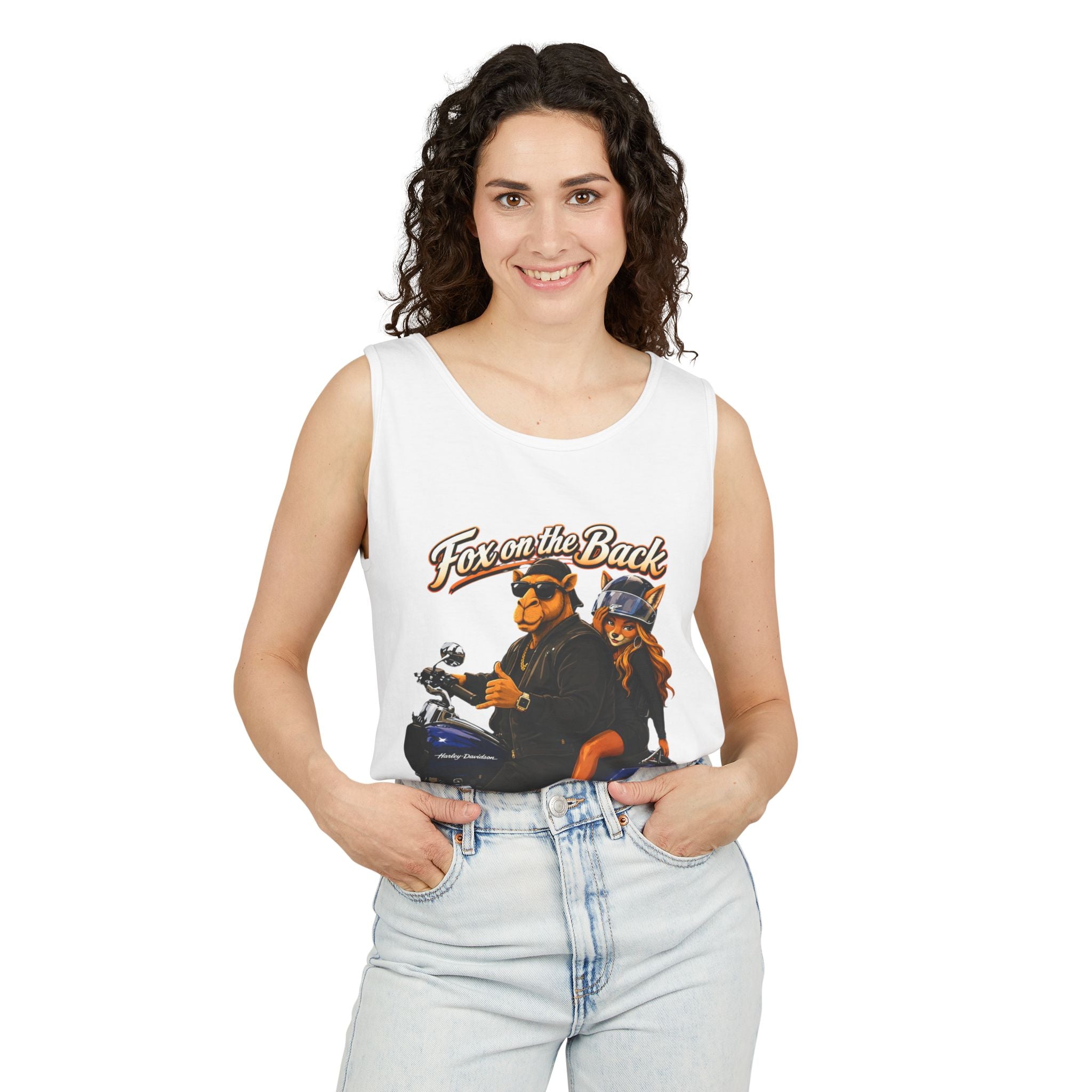 Motorcycle Fox Couple Tank Top — “Fox on the Back, Swagger Up Front” Graphic Tank
