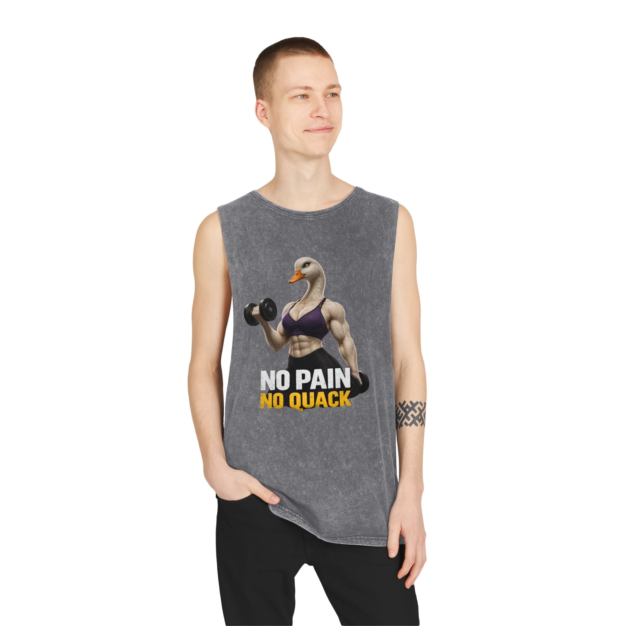 No Pain No Quack Tank Top — Funny Muscular Duck Gym Tank