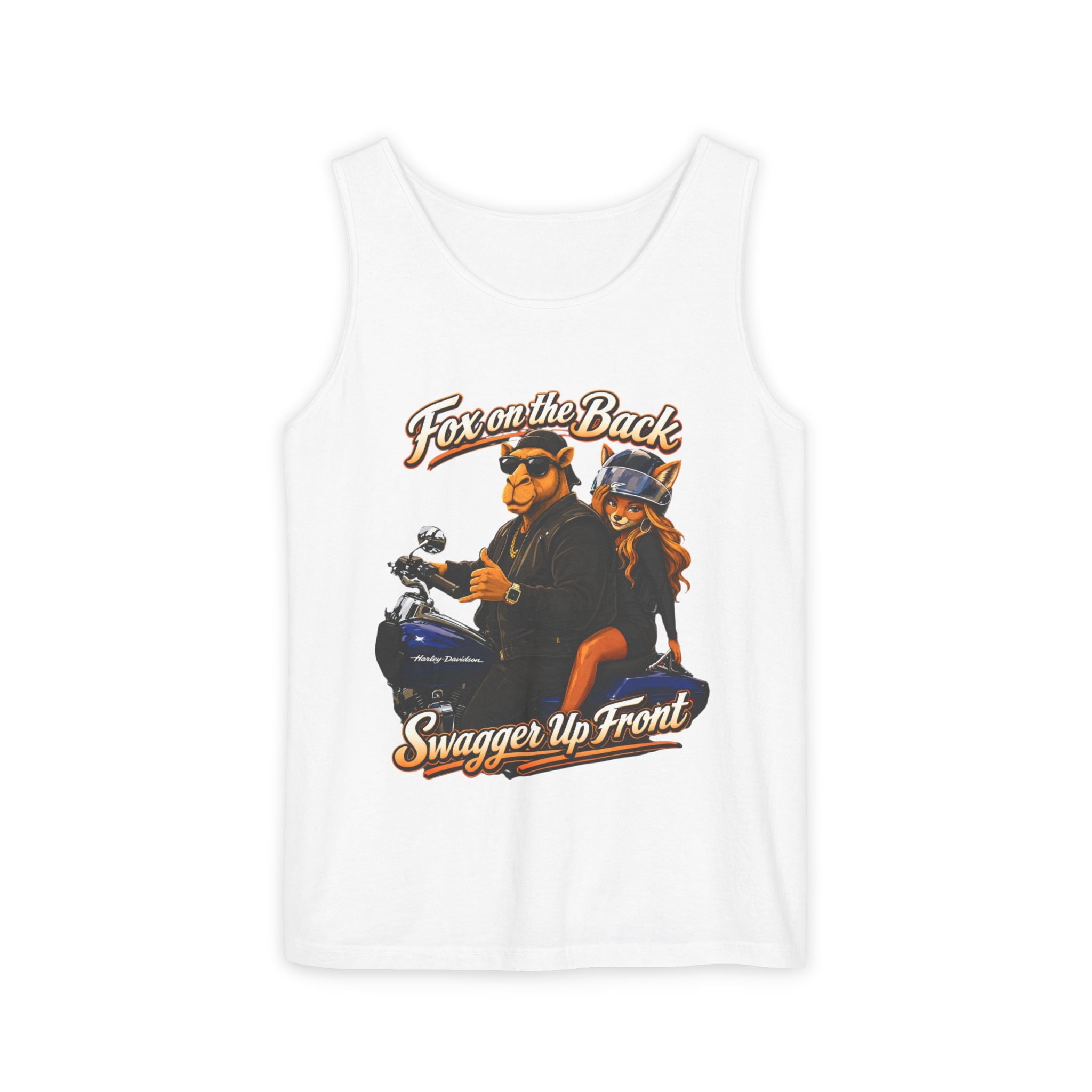 Motorcycle Fox Couple Tank Top — “Fox on the Back, Swagger Up Front” Graphic Tank