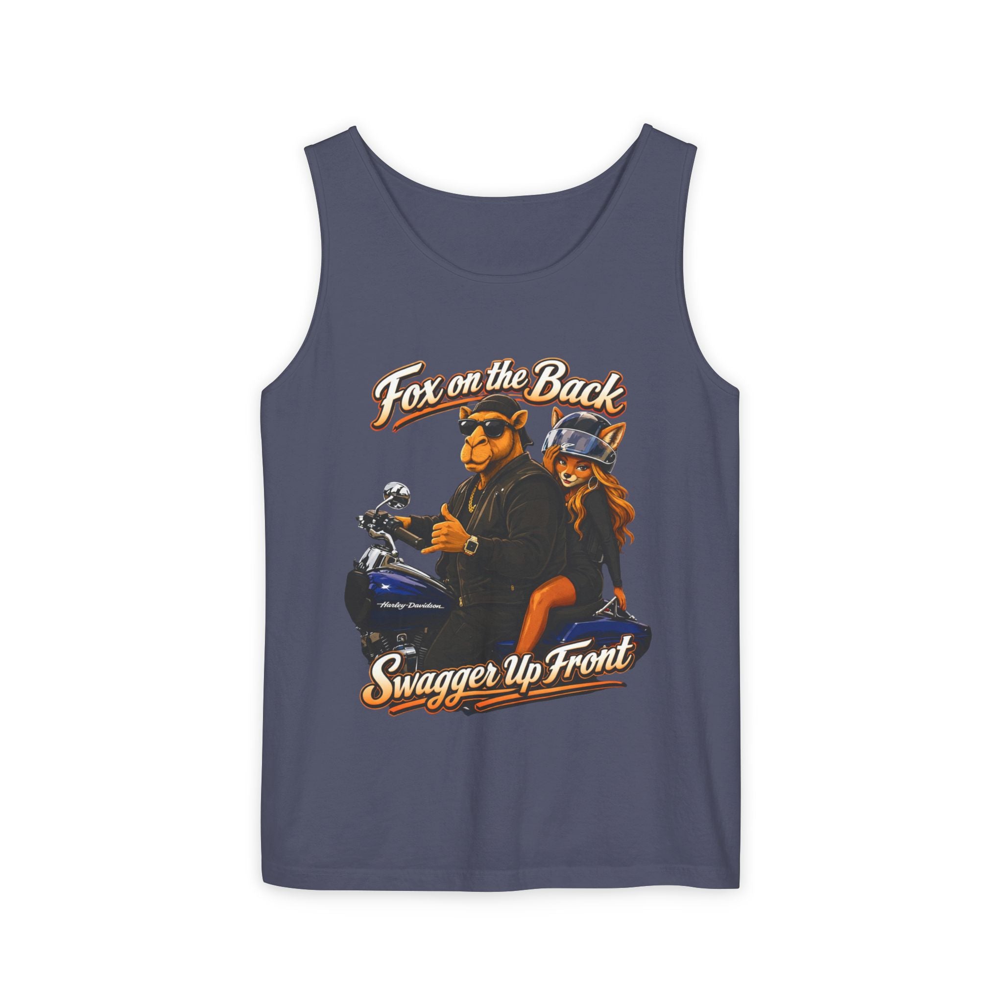 Motorcycle Fox Couple Tank Top — “Fox on the Back, Swagger Up Front” Graphic Tank
