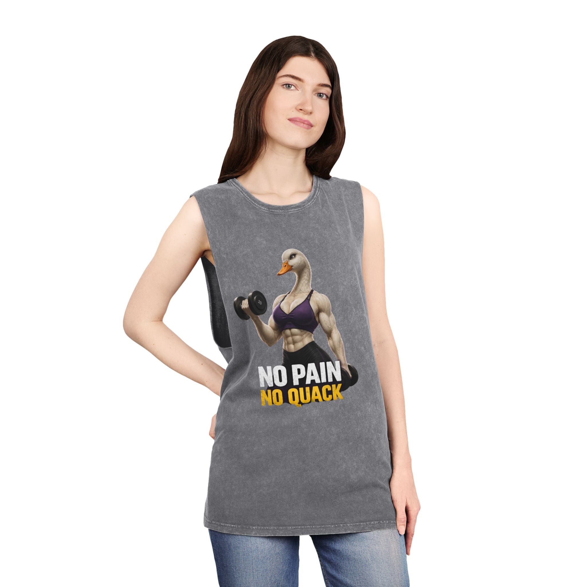 No Pain No Quack Tank Top — Funny Muscular Duck Gym Tank